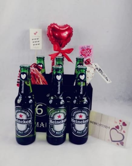 Regalo sorpresa de cerveza Heineken Desayunito corazon